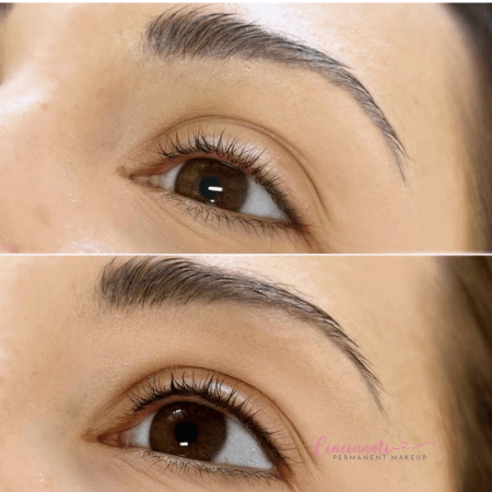 Lash line enhancement before and after results showcasing a more defined lash appearance.
